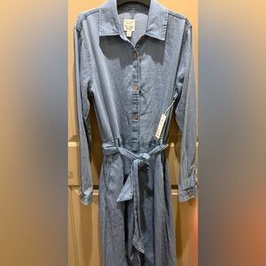 Billabong Sunday Uniform Light Blue Denim Women's Jumpsuit Overalls Sz L